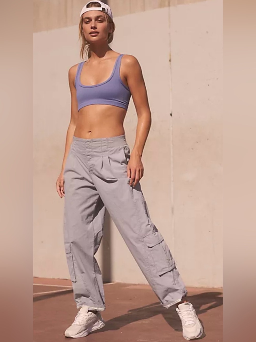 Light Gray Cargo Pants for Women - Casual Wide-Leg Trousers